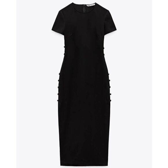 Black Cut Out Zara Dress New Small - Picture 10 of 10